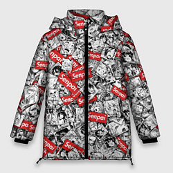 Куртка зимняя женская Senpai x Ahegao, цвет: 3D-черный