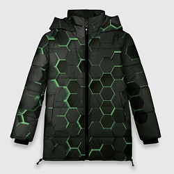 Женская зимняя куртка Объемные зеленые соты