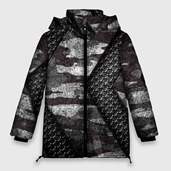 Женская зимняя куртка Камуфляжная черная объемная броня