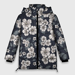 Куртка зимняя женская Цветочный букет, цвет: 3D-черный