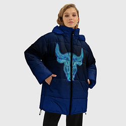 Куртка зимняя женская Знаки Зодиака Телец, цвет: 3D-светло-серый — фото 2