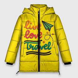 Куртка зимняя женская Жизнь, любовь, путешествия, цвет: 3D-черный