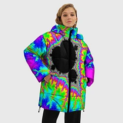 Куртка зимняя женская Фрактальная кислотная черная дыра - множество Манд, цвет: 3D-черный — фото 2