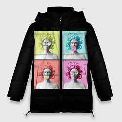 Куртка зимняя женская Медуза Горгона Pop Art, цвет: 3D-черный