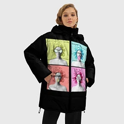 Куртка зимняя женская Медуза Горгона Pop Art, цвет: 3D-черный — фото 2