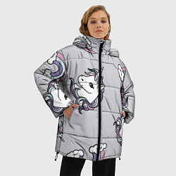 Куртка зимняя женская Радужный единорог, цвет: 3D-черный — фото 2