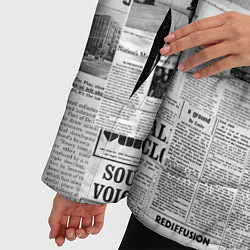 Куртка зимняя женская Газета Newspaper, цвет: 3D-черный — фото 2