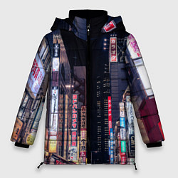 Куртка зимняя женская Ночной Токио, цвет: 3D-красный