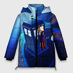 Куртка зимняя женская ДОКТОР И КЛАРА И ТАРДИС, цвет: 3D-светло-серый