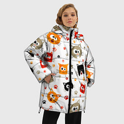 Куртка зимняя женская Котики с лапками, цвет: 3D-красный — фото 2