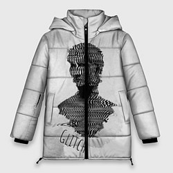Куртка зимняя женская Бюст статуи Glitch face, цвет: 3D-черный
