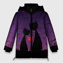 Куртка зимняя женская Котики, цвет: 3D-черный