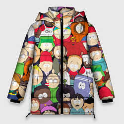 Куртка зимняя женская South Park персонажи, цвет: 3D-черный