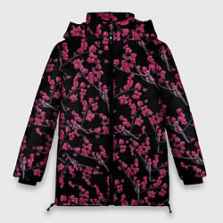 Куртка зимняя женская Ветка сакура, цвет: 3D-черный