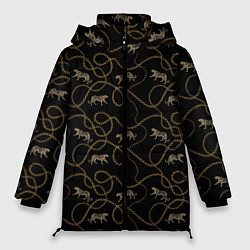 Куртка зимняя женская Versace Леопарды и цепи, цвет: 3D-черный