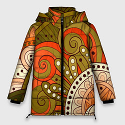 Куртка зимняя женская Детский оранжево-болотный, цвет: 3D-черный