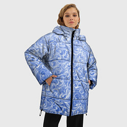 Куртка зимняя женская Волны на голубом фоне, цвет: 3D-черный — фото 2