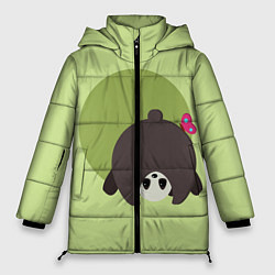 Куртка зимняя женская Прикольная панда с бабочкой, цвет: 3D-светло-серый