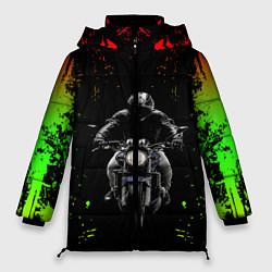 Куртка зимняя женская МОТОЦИКЛЫ, цвет: 3D-черный