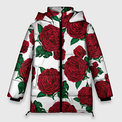 Куртка зимняя женская Винтажные розы, цвет: 3D-светло-серый