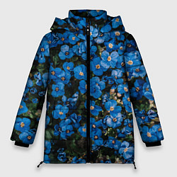 Женская зимняя куртка Поле синих цветов фиалки лето