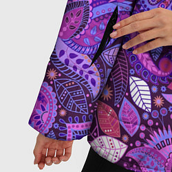 Куртка зимняя женская Фиолетовый этнический дудлинг, цвет: 3D-светло-серый — фото 2