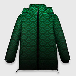 Куртка зимняя женская Узор зеленая чешуя дракон, цвет: 3D-черный