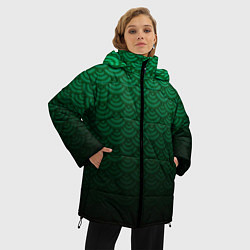 Куртка зимняя женская Узор зеленая чешуя дракон, цвет: 3D-черный — фото 2