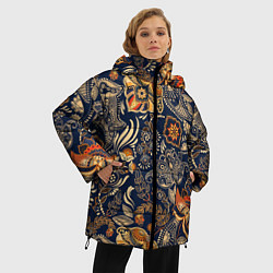 Куртка зимняя женская Узор орнамент цветы этно, цвет: 3D-черный — фото 2