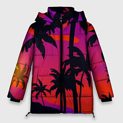 Куртка зимняя женская Тропический пляж, цвет: 3D-черный