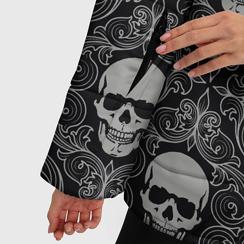 Женская зимняя куртка Орнамент Черепа / 3D-Светло-серый – фото 5