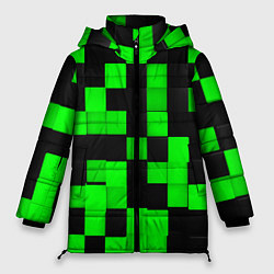 Куртка зимняя женская ЗЕЛЕНЫЕ КУБИКИ, цвет: 3D-черный