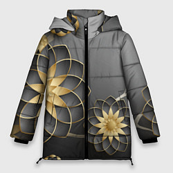 Женская зимняя куртка 3D цветы