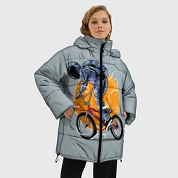 Куртка зимняя женская Космический велосипедист Z, цвет: 3D-красный — фото 2