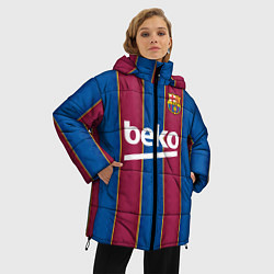Куртка зимняя женская FC Barcelona 2021, цвет: 3D-красный — фото 2