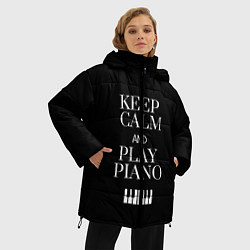 Куртка зимняя женская Keep calm and play piano, цвет: 3D-черный — фото 2