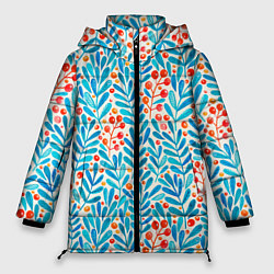 Куртка зимняя женская Ветки и ягоды, цвет: 3D-черный
