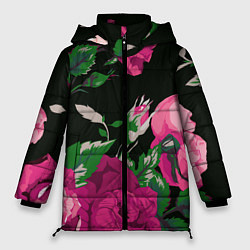 Куртка зимняя женская Розы, цвет: 3D-черный