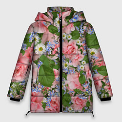 Куртка зимняя женская Цветы, цвет: 3D-красный