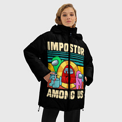 Куртка зимняя женская Among Us IMPOSTOR, цвет: 3D-светло-серый — фото 2