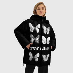 Куртка зимняя женская Бабочки, цвет: 3D-черный — фото 2