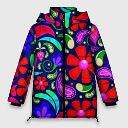 Куртка зимняя женская Flower$$$, цвет: 3D-черный