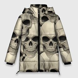 Куртка зимняя женская Черепа 5 вариант, цвет: 3D-светло-серый