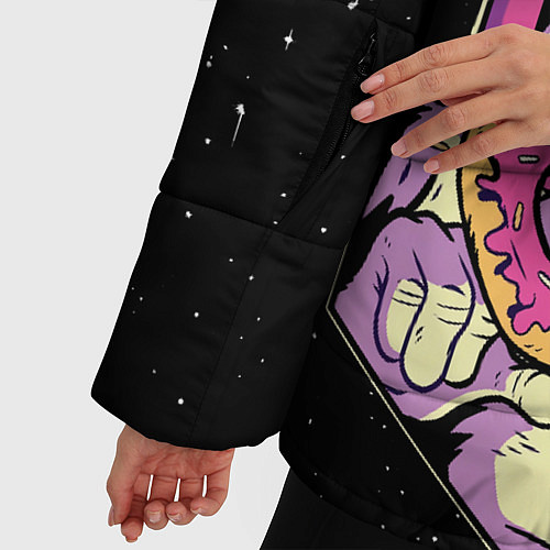 Женская зимняя куртка Пицца, пончик и космос / 3D-Светло-серый – фото 5