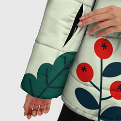 Куртка зимняя женская Цветы, ягоды, листья, цвет: 3D-черный — фото 2