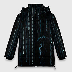 Куртка зимняя женская Двоичный дождь, матрица, цвет: 3D-черный