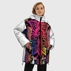 Куртка зимняя женская  Слон с орнаментом, цвет: 3D-черный — фото 2