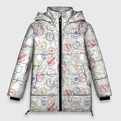 Куртка зимняя женская Штампы мира, цвет: 3D-красный