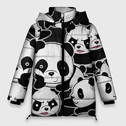 Куртка зимняя женская Смешные панды, цвет: 3D-красный