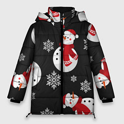 Куртка зимняя женская Новогодний снеговик, цвет: 3D-черный